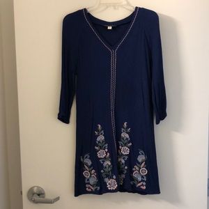 Blue dress with floral detailing